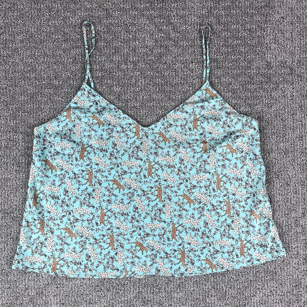 Victorias Secret Top Womens Extra Large Cami Tank Satin Cheetah Floral Sleep
